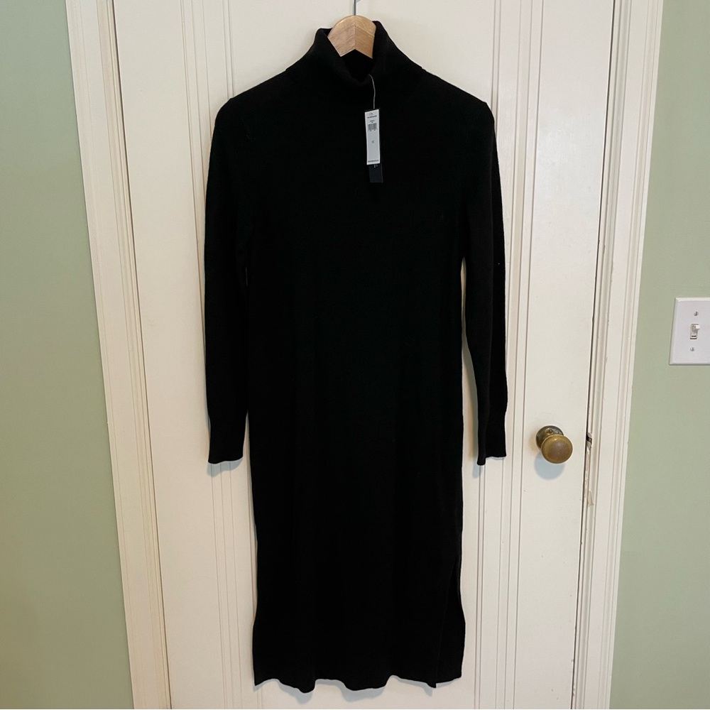 NWT‎ Banana Republic Merino Wool and Cashmere Turtleneck Sweater Dress Black XS